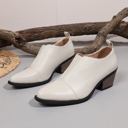 Western Style Pointed Toe Chunky Heel Chelsea Boots