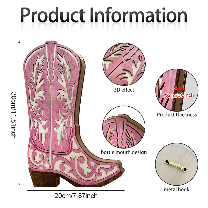 Western Style Wooden Boot Wall Decor