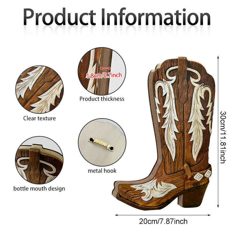 Western Style Wooden Boot Wall Decor