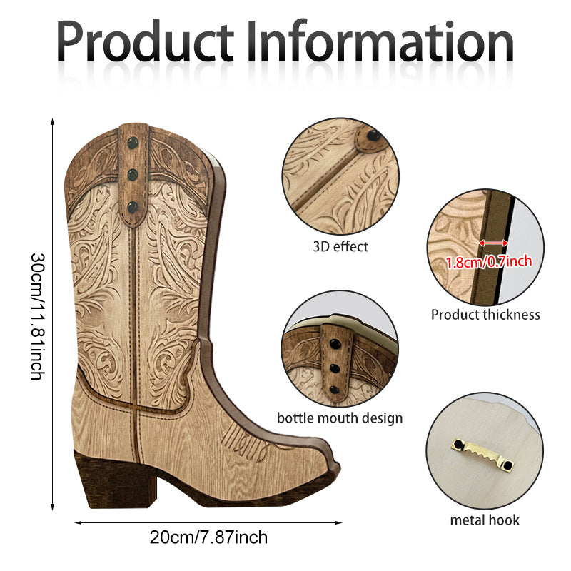 Western Style Wooden Boot Wall Decor