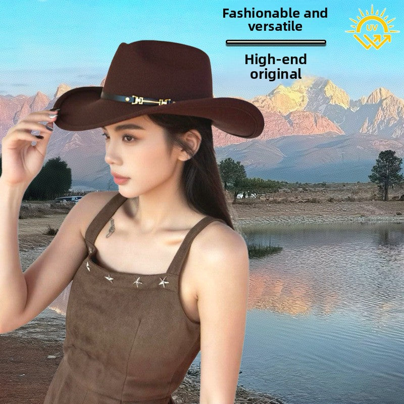 Western Style Wool Blend Cowboy Hat