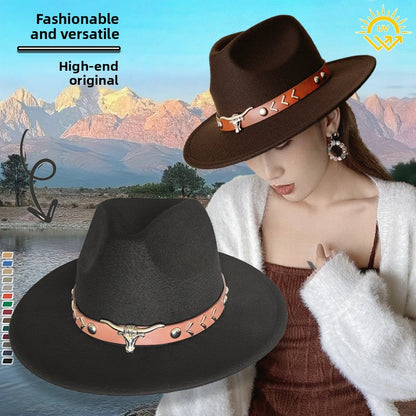 Western Style Wool Blend Cowboy Hat