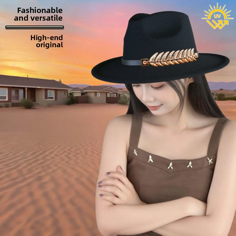 Western Style Wool Blend Cowboy Hat