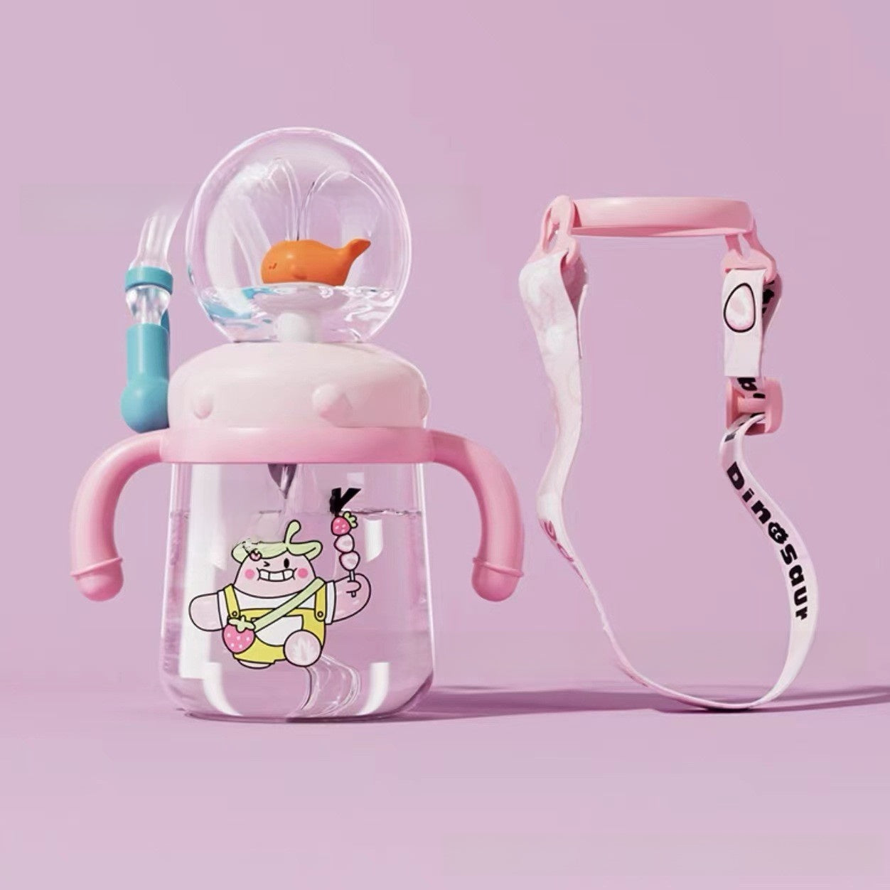 Whale Design Kids Water Bottle with Straw