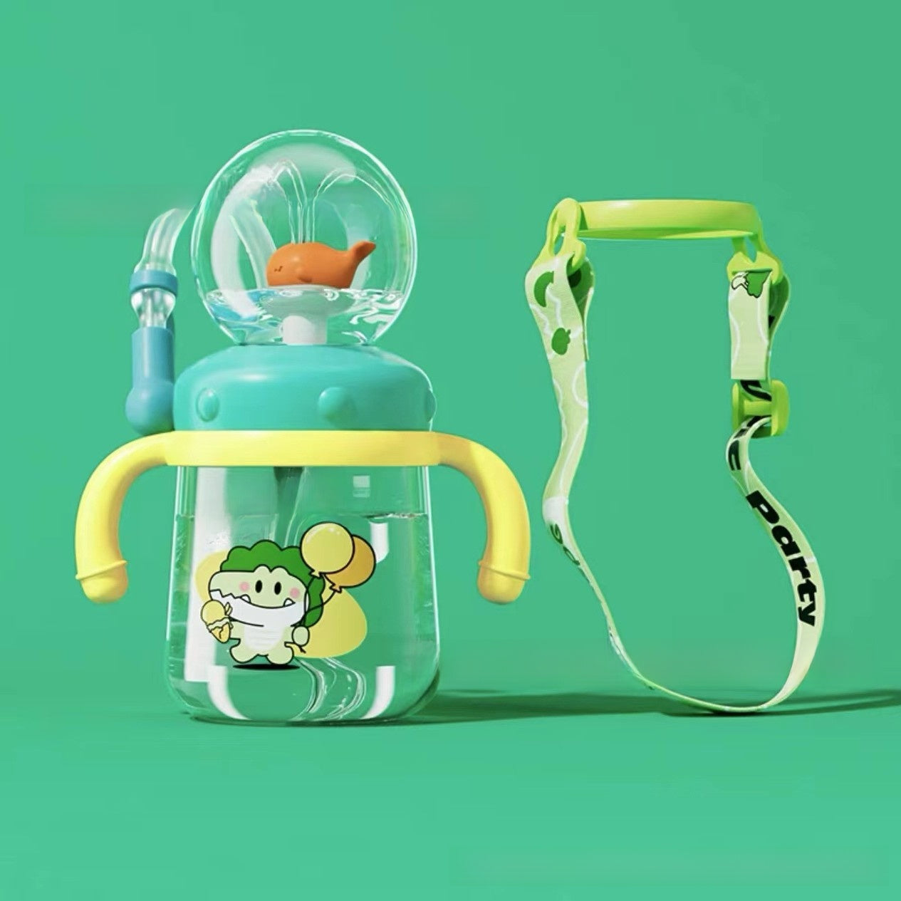 Whale Design Kids Water Bottle with Straw