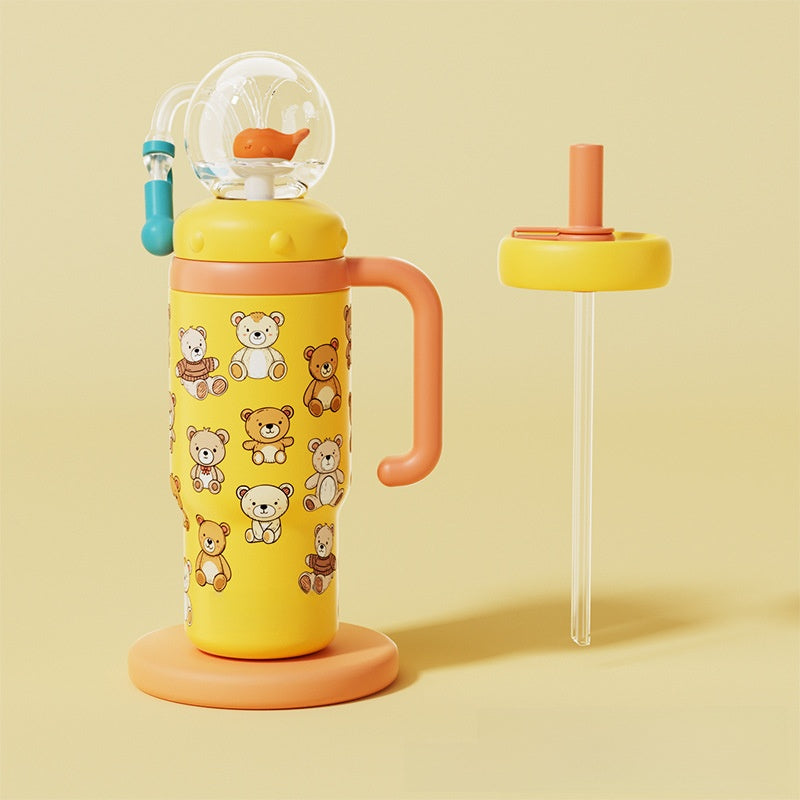Whale Design Kids Water Bottle with Straw