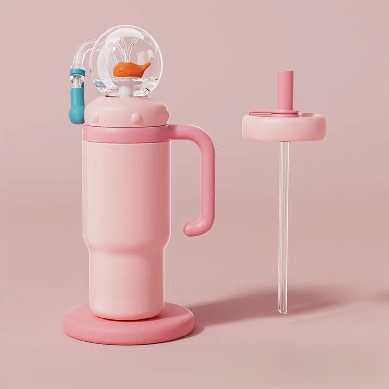 Whale Design Kids Water Bottle with Straw