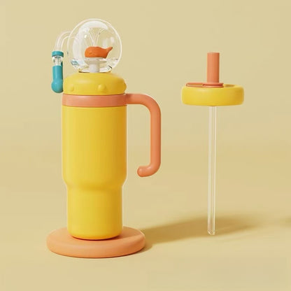 Whale Design Kids Water Bottle with Straw