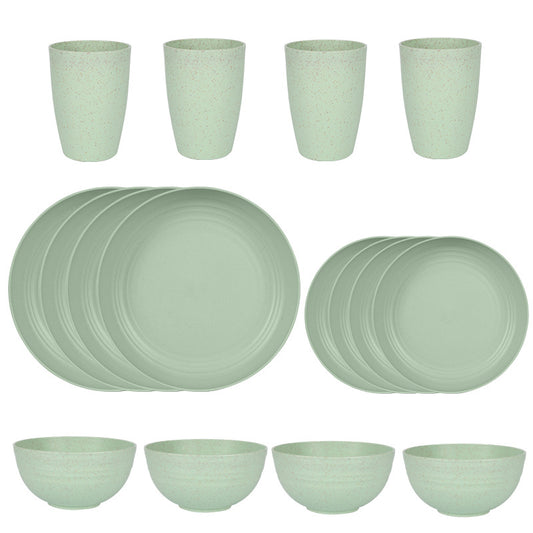 Wheat straw bowl and cup set