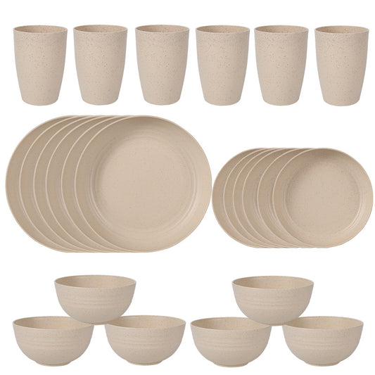 Wheat straw bowl and cup set