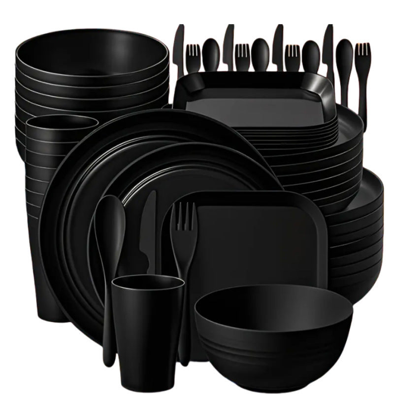 Wheat Straw Dinnerware Set Plates Bowls Cutlery