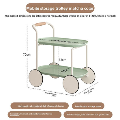 Wheeled Side Table with Storage Shelves
