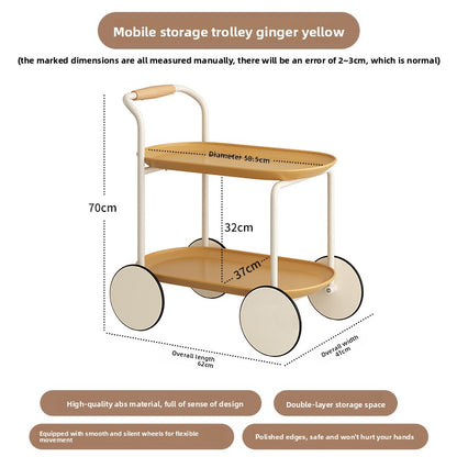Wheeled Side Table with Storage Shelves