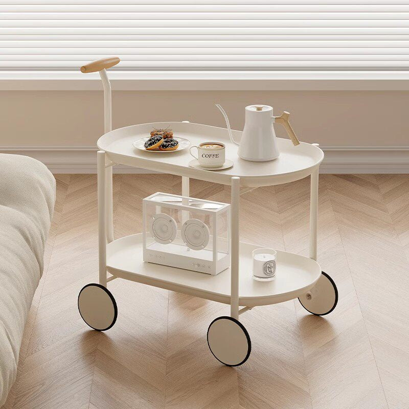Wheeled Side Table with Storage Shelves