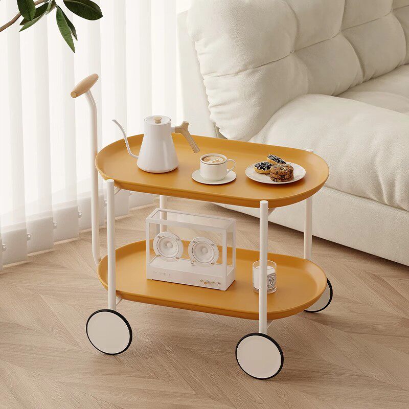 Wheeled Side Table with Storage Shelves