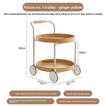 Wheeled Side Table with Storage Shelves
