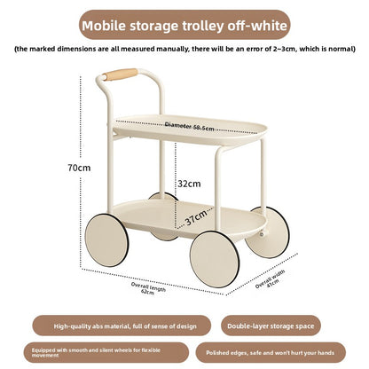 Wheeled Side Table with Storage Shelves
