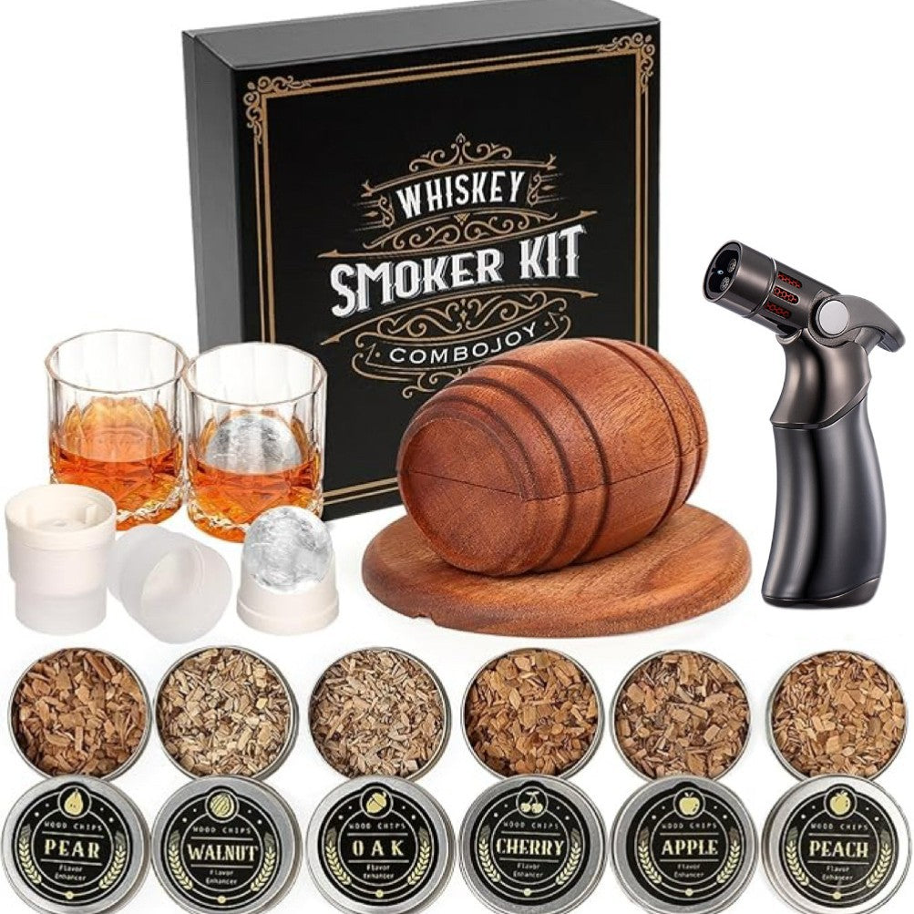 Whiskey Barrel Wood Smoker Set with Filter