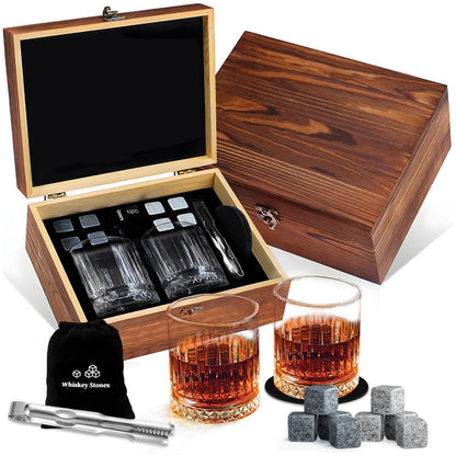 Whiskey Glass Set with Ice Stones