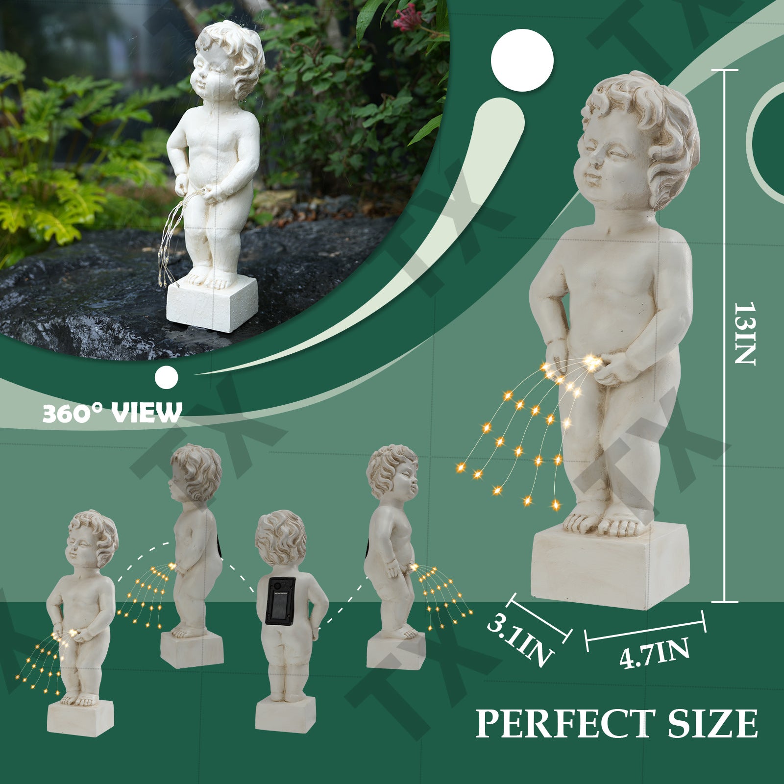 White Angel Led String Light Ornament European Style Courtyard Decoration Resin Statue Garden Atmosphere Light Desktop Creation