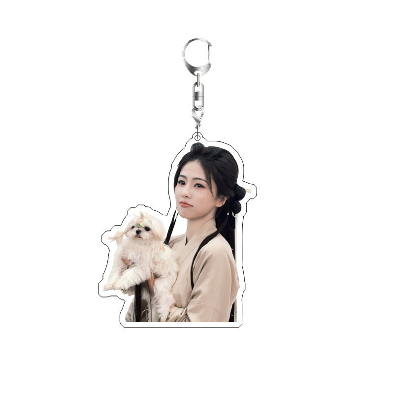 White Deer Keychain Double-sided Sandwich Acrylic Schoolbag Pendant