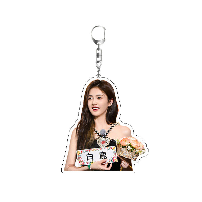 White Deer Keychain Double-sided Sandwich Acrylic Schoolbag Pendant
