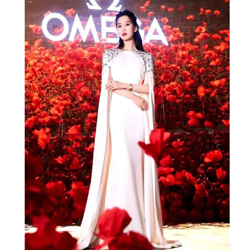 white evening dress makes you look slimmer for banquets