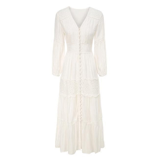 White fitted long dress
