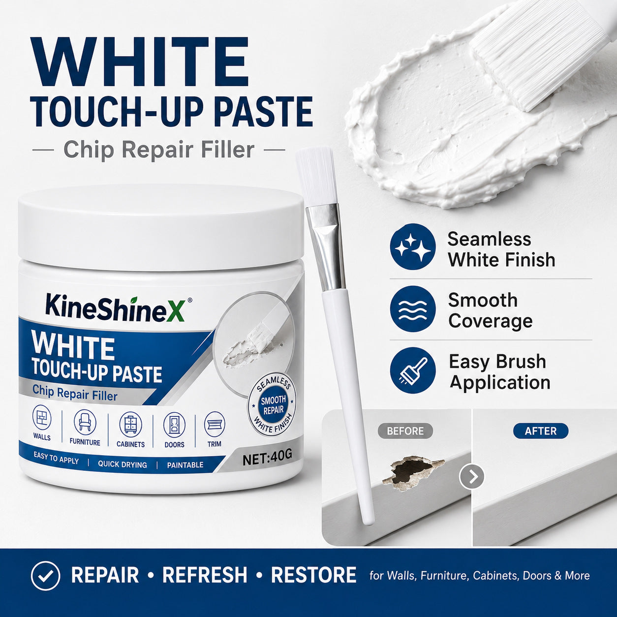 White furniture repair paste