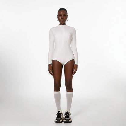 White long-sleeved swimming suit