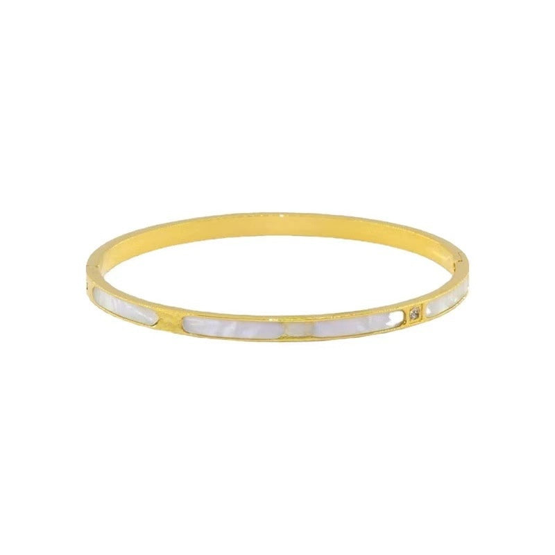 White Mother-of-Pearl Bamboo Joint Bracelet