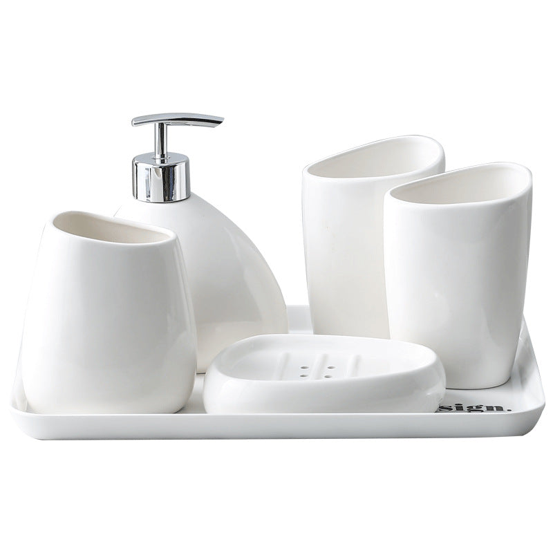 White porcelain bathroom toiletries