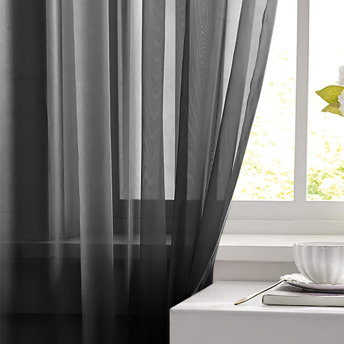 White sheer curtain