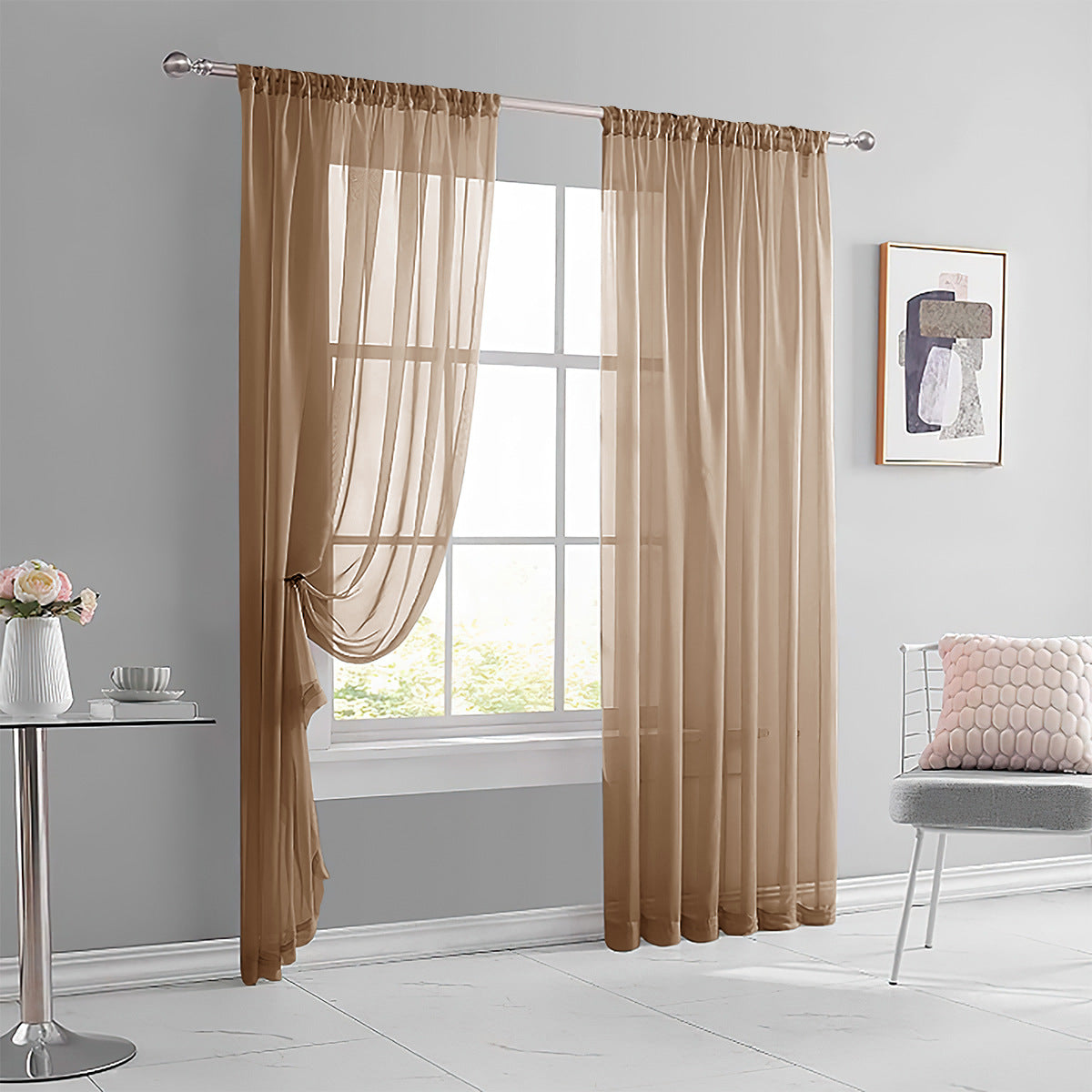 White sheer curtain