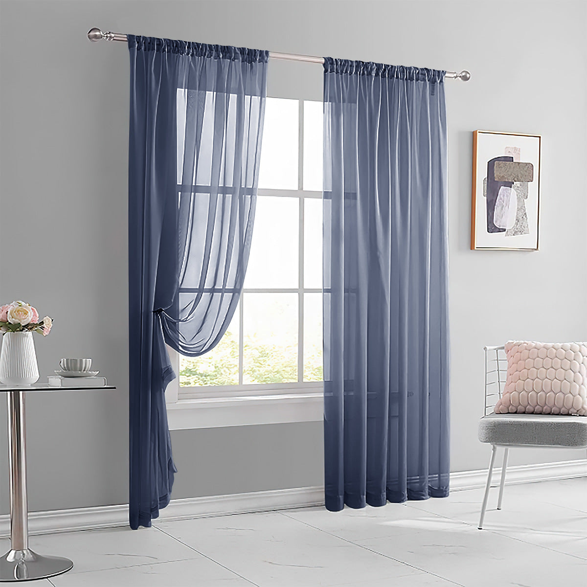 White sheer curtain