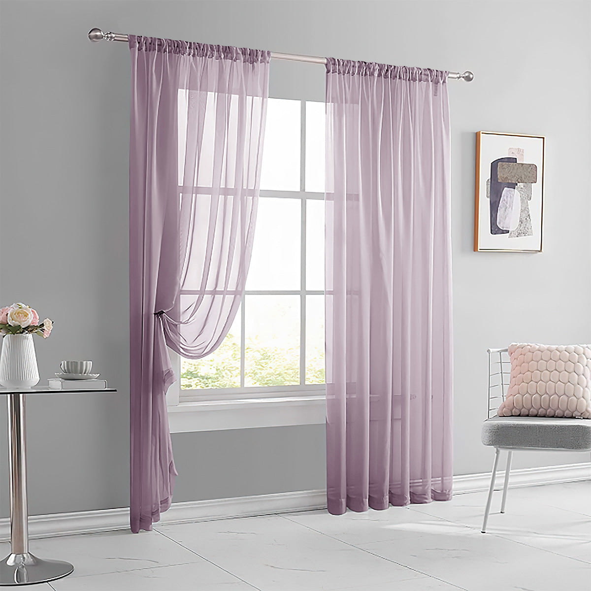 White sheer curtain