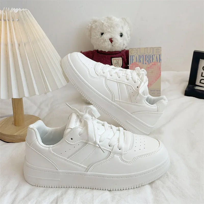 White sneakers with flat sole