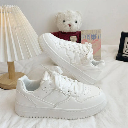 White sneakers with flat sole