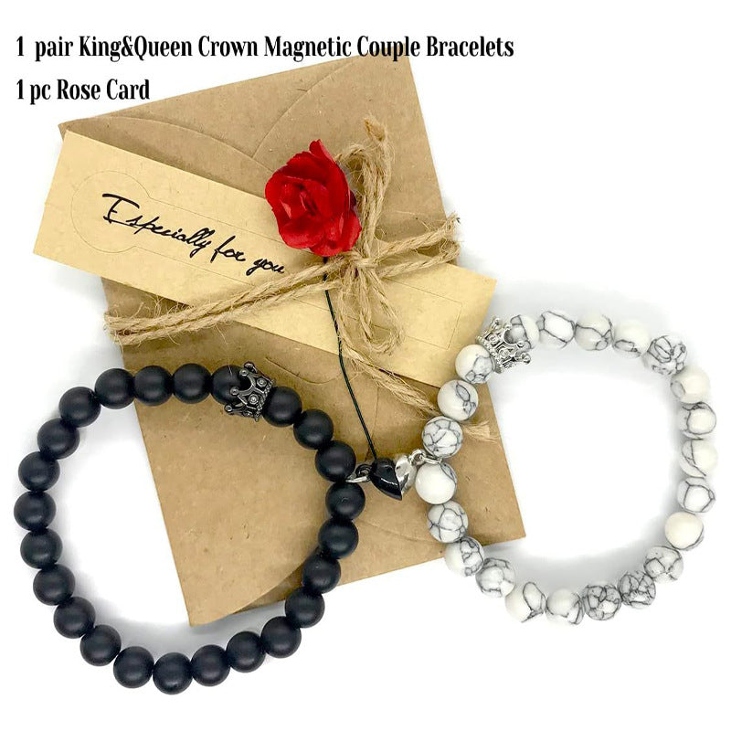 White Turquoise Black Frosted Powder Jade Bracelet with Magnetic Clasp