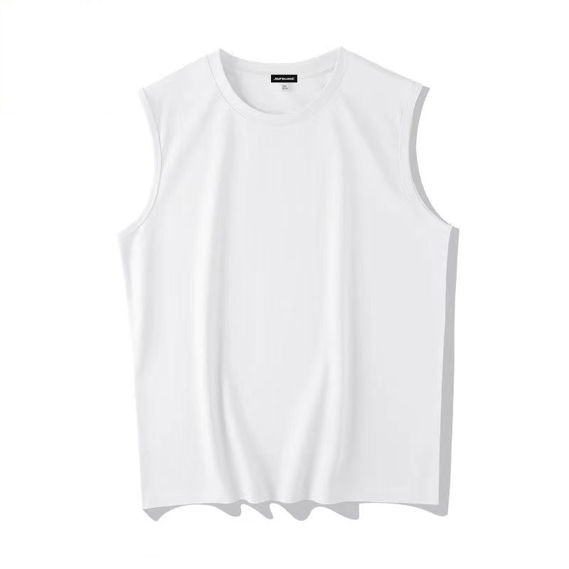 White vest men's spring youth basic loose Hong Kong style sleeveless T-shirt plus size casual bottoming shirt