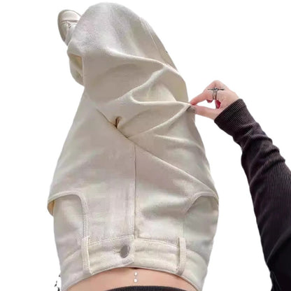 White Wide Leg High Waist Cotton Jeans for Women