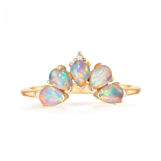 white zirconium petal shape S925 silver open ring