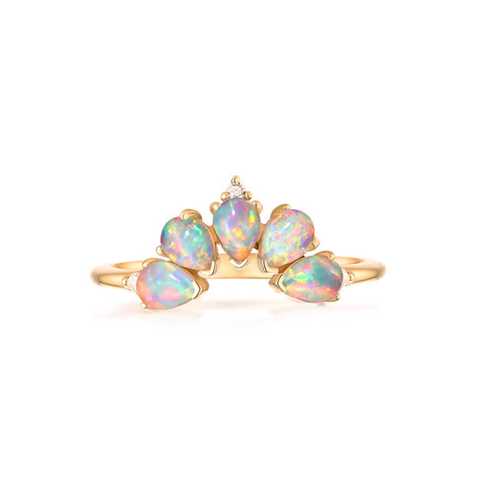white zirconium petal shape S925 silver open ring