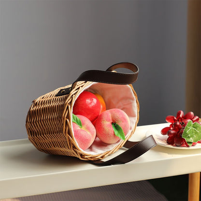 Wicker Drawstring Storage Basket