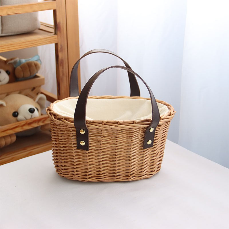 Wicker Drawstring Storage Basket