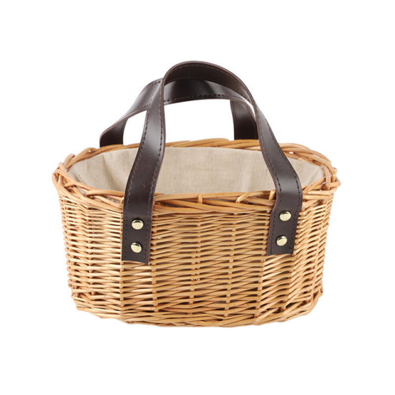 Wicker Drawstring Storage Basket