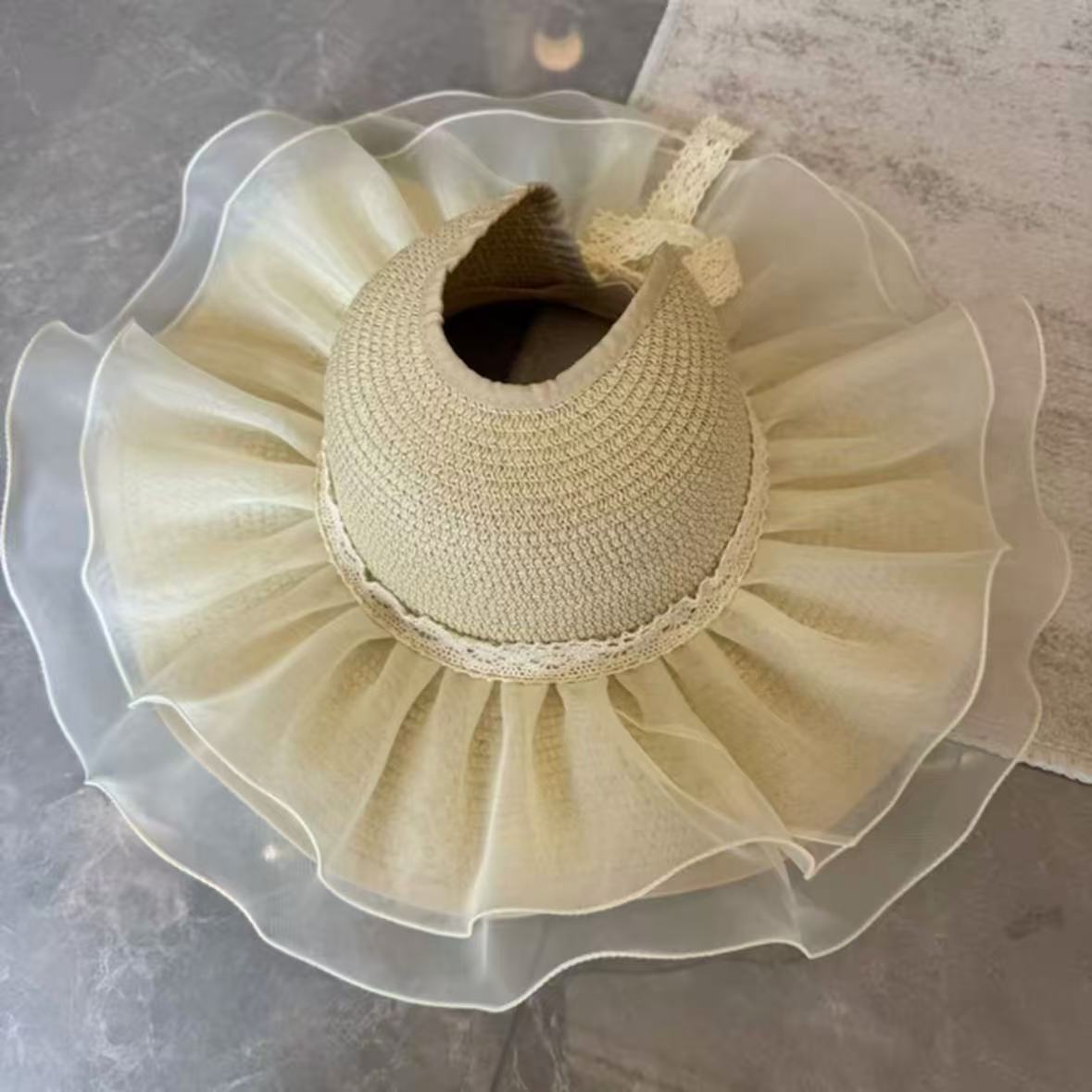 Wide Brim Straw Sun Hat with Floral Decoration