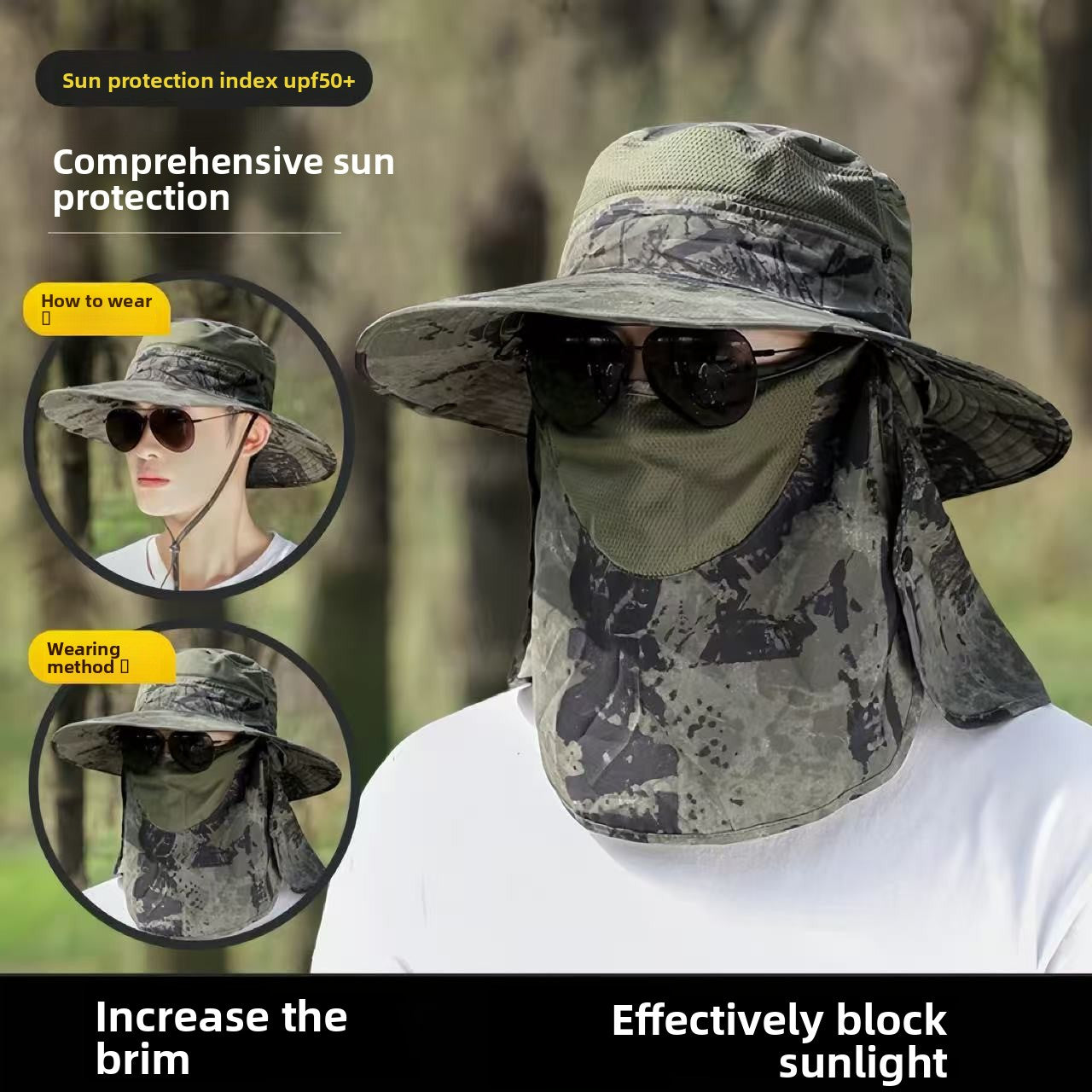 Wide Brim Sun Hat with Neck Protection