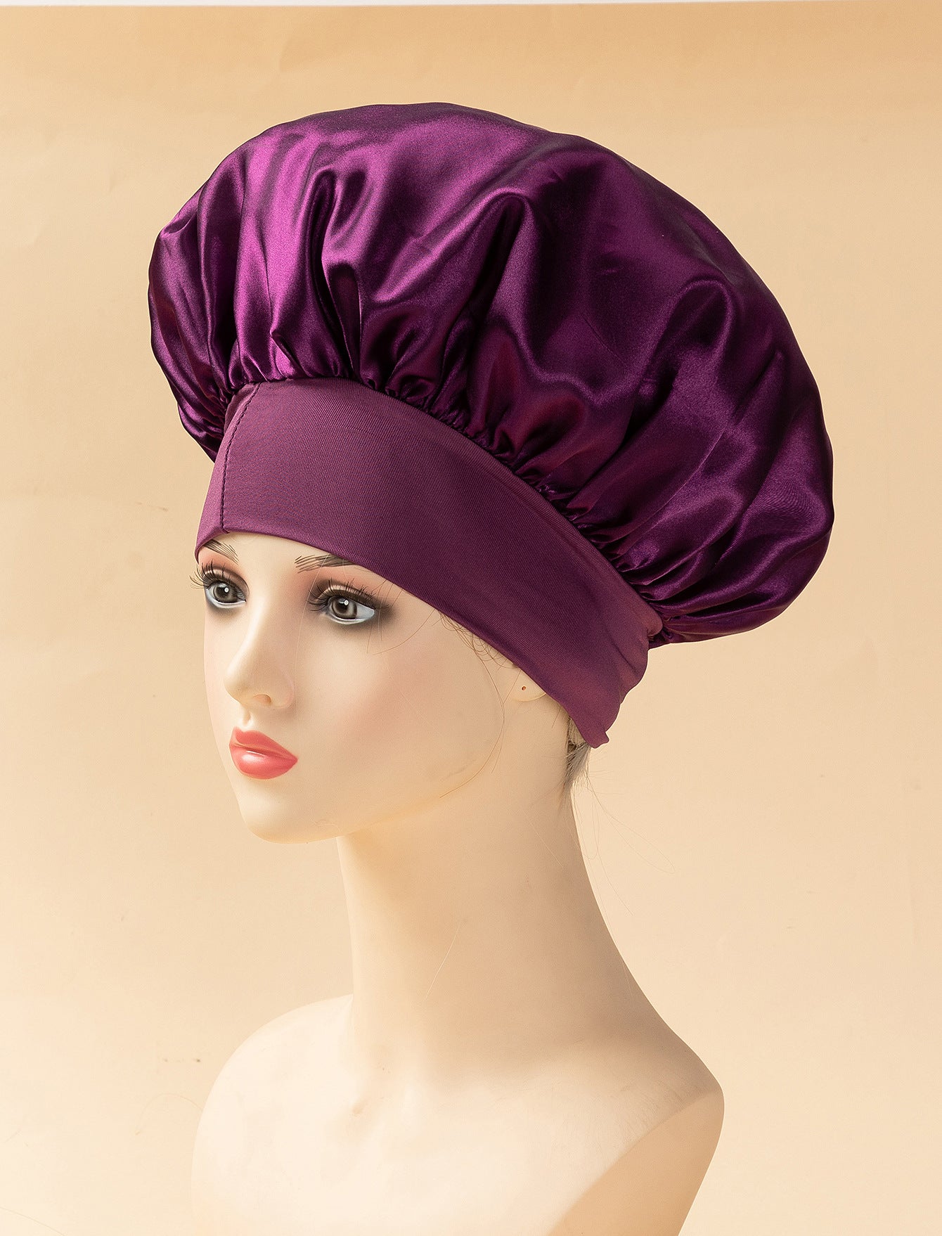 Wide-brimmed, high-elasticity headscarf/beauty cap
