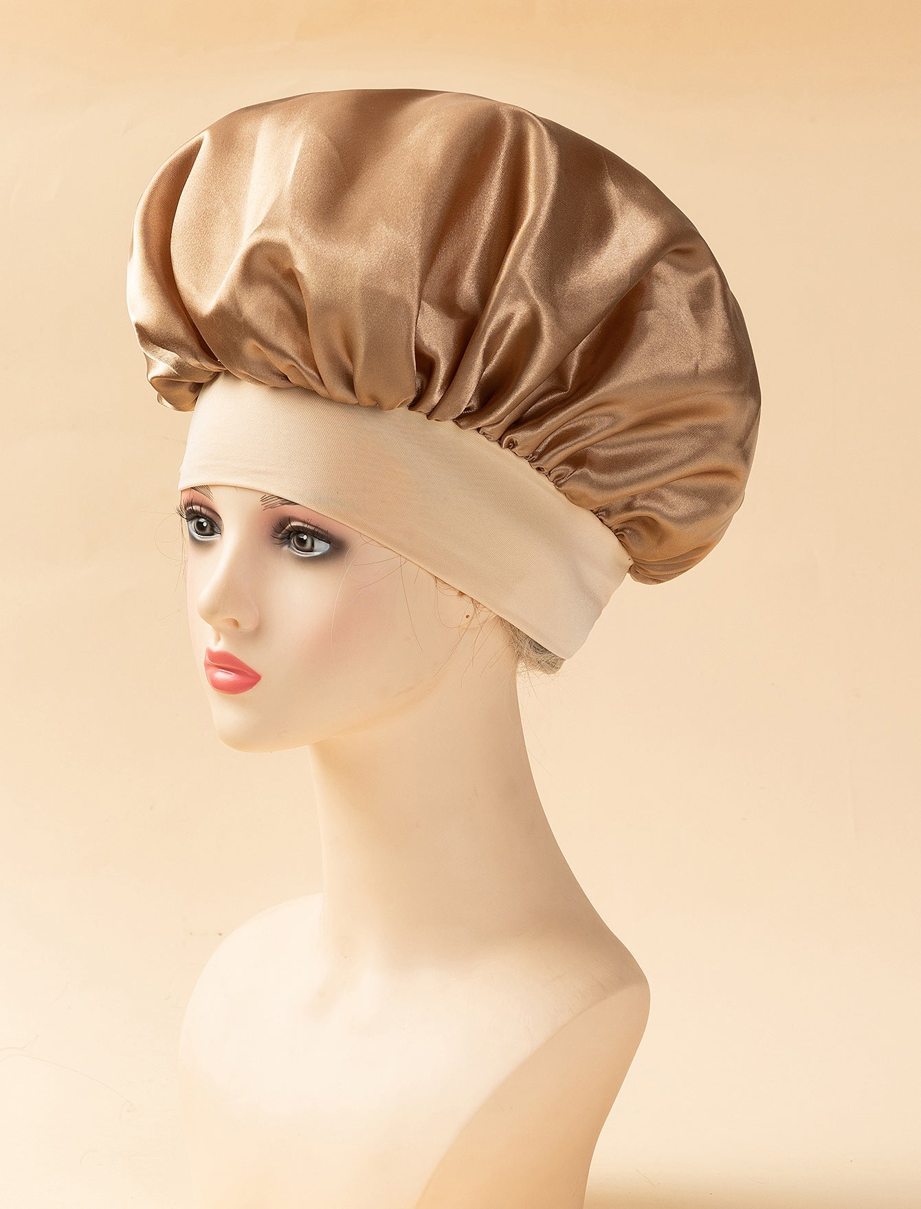 Wide-brimmed, high-elasticity headscarf/beauty cap